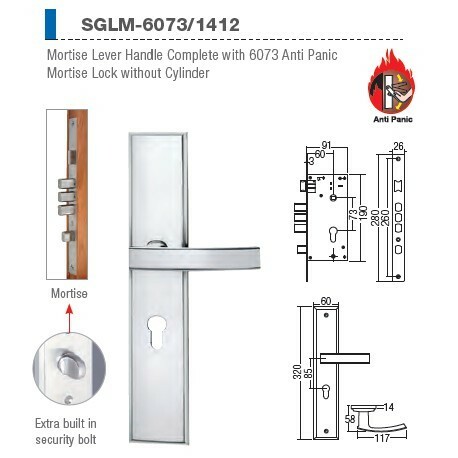 St Guchi LHCL0635GY SGLM-6073/1412 Lever Mortise Lockset /Set Kunci Lever Mortise- Silver - Image 3