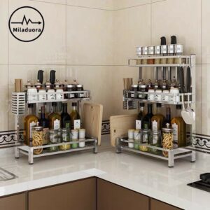 Boonhardware SHKA0137 Multipurpose Stainless Steel Kitchen Spice / Condiment 3 Layer Rack Only(324 x 208 x 605 mm)