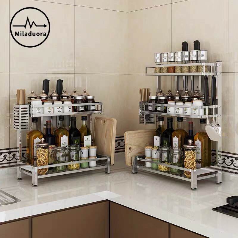 Boonhardware SHKA0137 Multipurpose Stainless Steel Kitchen Spice / Condiment 3 Layer Rack Only(324 x 208 x 605 mm)