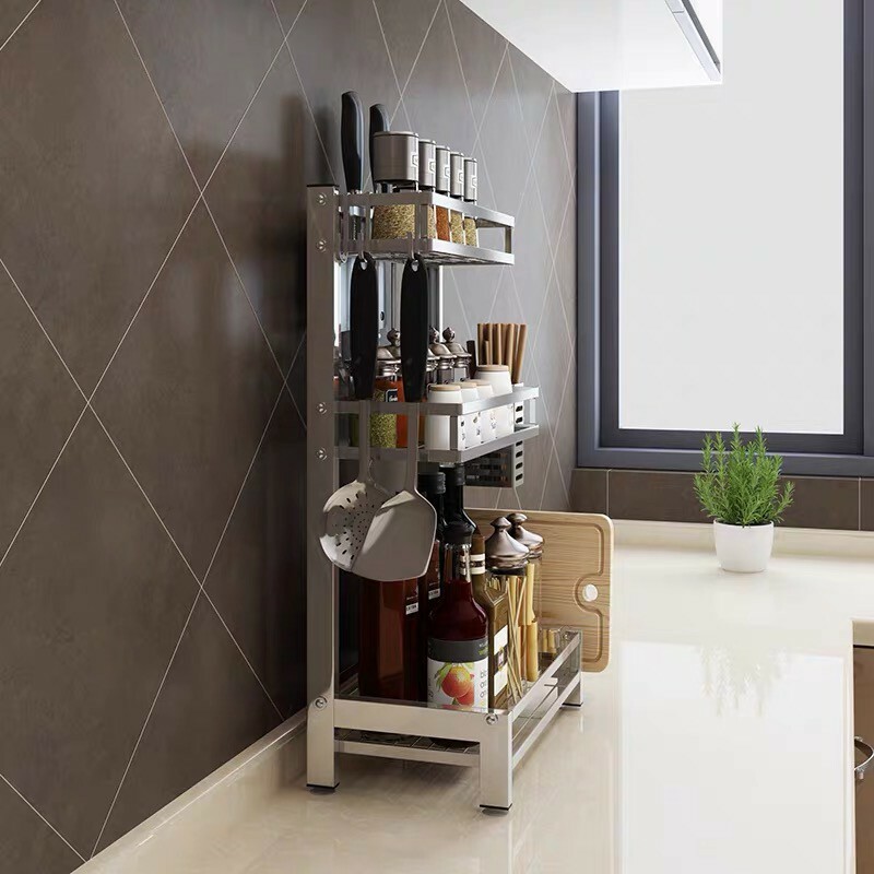 Boonhardware SHKA0137 Multipurpose Stainless Steel Kitchen Spice / Condiment 3 Layer Rack Only(324 x 208 x 605 mm) - Image 2